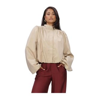 Minus Overhemden, Dames, Beige, M, Mscindy Korte Jas