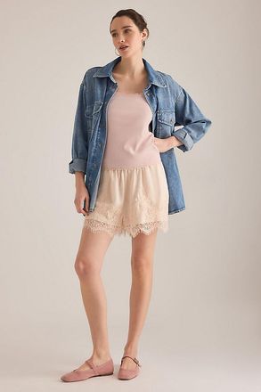 Maeve Lace-Trim Cap-Sleeve Shirt Top