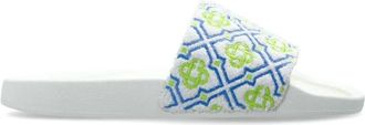Casablanca Monogram Pool Slides - Dames - Sandalen - Wit - 39 EU - Leer - Schoenen
