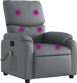 vidaXL Sill&oacute;n De Masaje Reclinable Cuero Sint&eacute;tico Gris Vidaxl