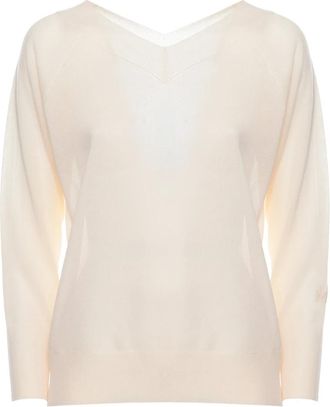 Marella Truien & Vesten, Dames, Beige, M, Polyester, Monochrome V-neck Trui