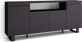 Skraut Home Aparador efecto madera negro 200x35x87cm con patas