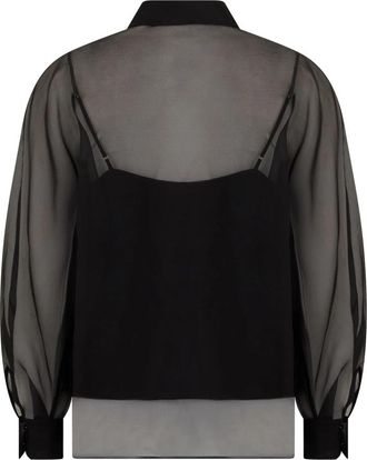 Max Mara Lange mouwen Chiffon Zijden Blouse - Dames - Overhemden - Zwart - L - Chiffon - Overhemden