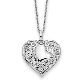 Diamond2Deal Sterling Silver Cubic Zirconia Antiqued Soul Sister Heart Necklace