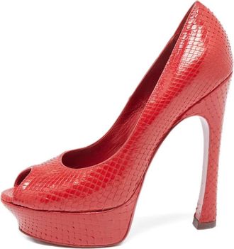 Saint Laurent 2024 140mm Palais snakeskin platform pumps - women - Leather/Leather/Snakeskin - 38 - Red