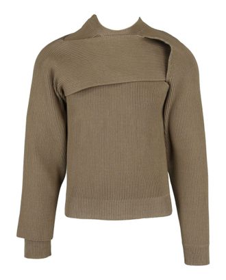 Bottega Veneta heren asymmetrische ribgebreide trui