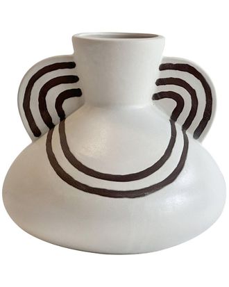 TOV Furniture Ceramic Line Art Wide-Bodied Vase