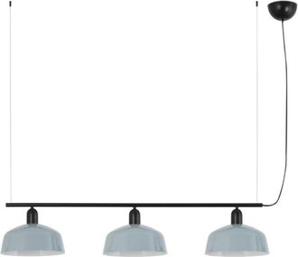 Faro Barcelona Faro Tatawin L&aacute;mpara De Techo Colgante De Barra Mediana, Color Negro Y Azul Gris&aacute;ceo Brillante, 3 Bombillas E27