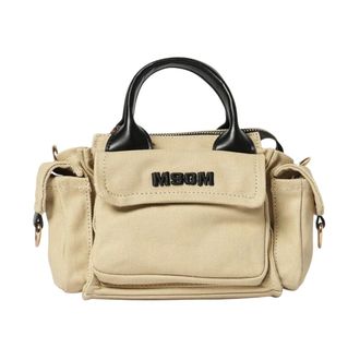 Msgm Cross Body Bags, unisex, Beige, Size: ONE SIZE Mini Cotton Bag with Logo