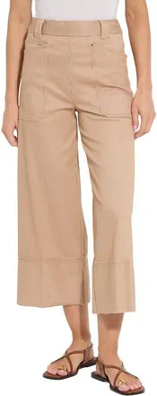 Lyss&eacute; Analia Pinstriped Wide Leg Crop Jeans in Cinnamon Sheen Line at Nordstrom, Size X-Small