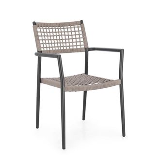Konte Design Juego de 4 sillas con reposabrazos en color antracita y beige