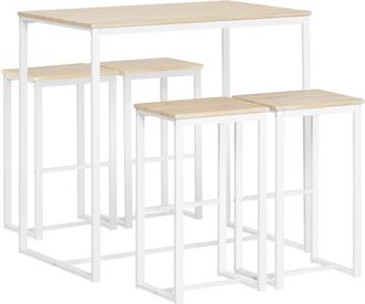 SoBuy Juego de mesa de comedor y 4 taburetes metal blanco