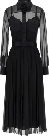 Dolce & Gabbana Black Shirt Collar Midi Dress