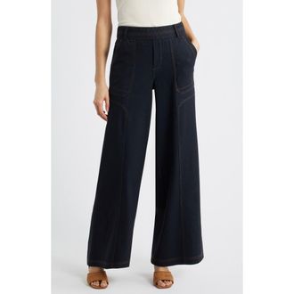 Wit & Wisdom Glider Skyrise Pull-On Wide Leg Pants in Dark Indigo at Nordstrom, Size X-Small