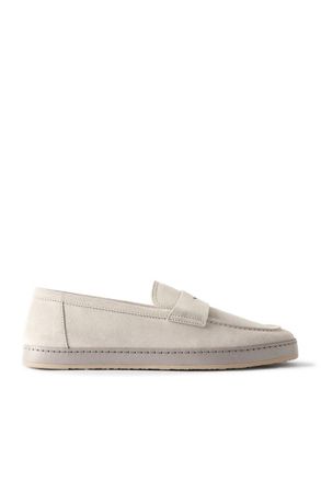 Brunello Cucinelli Washed-Suede Penny Loafers