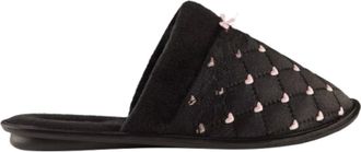 Generic Womens Heart Embroidered Slippers Clog Sandals shoes indoor outdoor Size S M L XL (Black, XL, UK Footwear Size System, Adult, Women, Numeric Range, Me