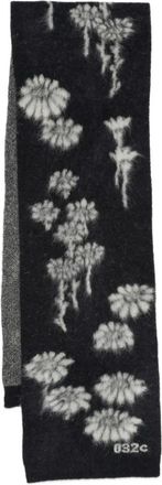 032c Sciarpa con margherite - Nero