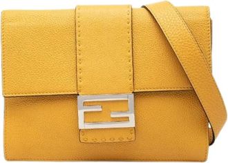 Fendi Pre-owned Flat Bucket Medium Leren Schoudertas - Dames - Vintage Schoudertas - Geel - ONE Size - Leer - Vintage