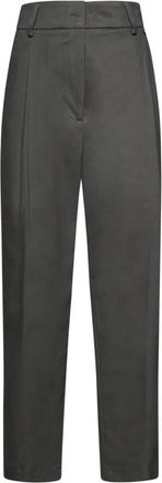 Silvian Heach High-waist Straight Broeken met Plooien aan de Voorkant - Dames - Straight fit broeken - Grijs - M - Katoen - Broeken