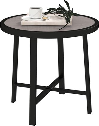 OUTSUNNY 50.5cm Round Garden Table with SPC Tabletop - Grey | TJ Hughes