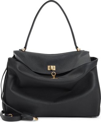 Balenciaga Black Rodeo M Grained Leather Shoulder Bag-Donna