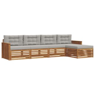 vidaXL Conjunto De Sof&aacute;s De Exterior 5 Pcs Gris Natural Y Claro Vidaxl