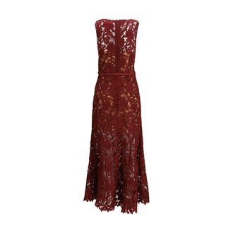 Self Portrait Guipure Lace Dress - Red