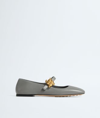 Bottega Veneta Charlotte Mary-Jane Ballerina - Grey & Silver - Woman - 36