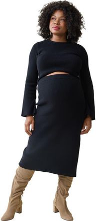 Ingrid & Isabel Long Sleeve Maternity Sweater Skirt Set in Black at Nordstrom, Size X-Large