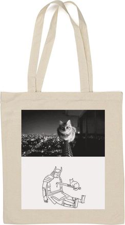 Generic Cat big city samurai sword perspective meme Natural Cotton Tote Bag White