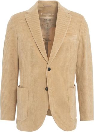 Circolo 1901 Beige Corduroy Blazer Aw 24 - Heren - Blazers - Beige - S - Katoen - Jassen