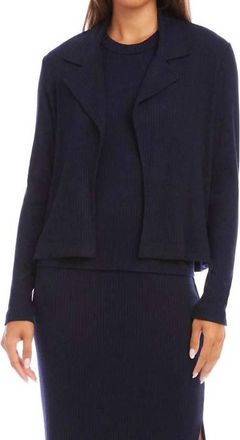 Karen Kane Ribbed Jacket In Navy