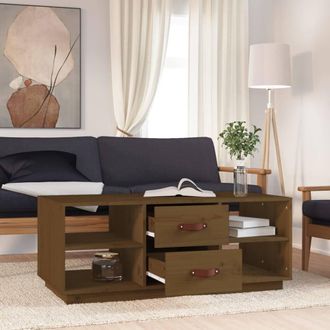 Berkfield Home Beautiful Coffee Table Honey Brown 100x50x41 cm Solid Wood Pine | Size: 100 x 50 x 41 cm