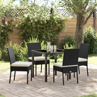 Berkfield Home 5 Piece Garden Dining Set Black Poly Rattan