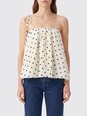 Msgm Top in cotone a pois con spalle scoperte e spalline da annodare