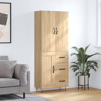vidaXL Vidaxl - Aparador Alto Madera Contrachapada Color Roble 69,5x34x180 Cm
