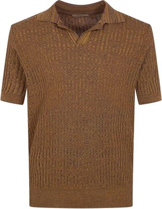 Nuur Short Sleeved Polo Neck Mouline T-Shirt