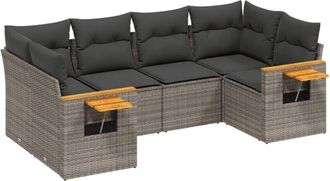 vidaXL Vidaxl - Set De Muebles De Jard&iacute;n 6 Pzas Y Cojines Rat&aacute;n Sint&eacute;tico Gris