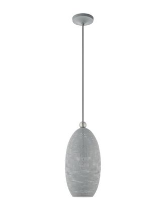Livex Lighting 1-Light Nordic Gray With Brushed Nickel Accents Pendant