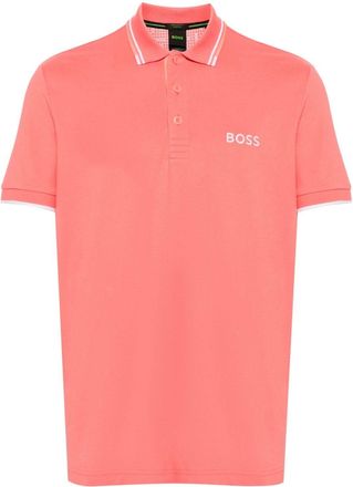 BOSS logo-embroidered piqué polo shirt - men - Cotton/Elastane/Recycled Polyester - M - Pink