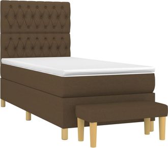 vidaXL Cama Box Spring Con Colch&oacute;n Tela Marr&oacute;n Oscuro 90x190 Cm Vidaxl