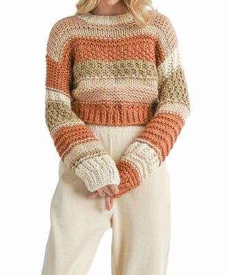 Sadie & Sage Butter Pecan Chunky Sweater In Brick Multi