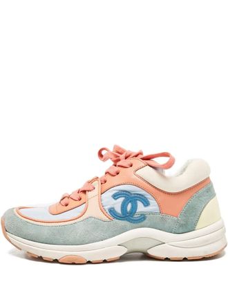 Chanel CC logo lace-up sneakers - Blue