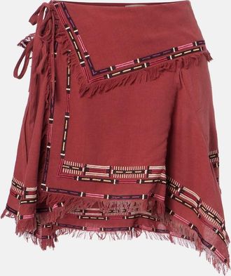 Isabel Marant Feriel embroidered silk wrap miniskirt