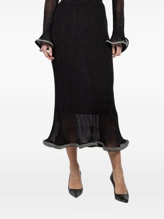 SIMKHAI ruffled midi skirt - women - Viscose/Polyester - S - Black