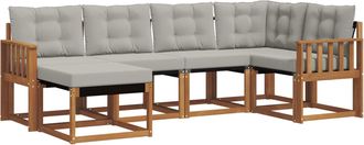 vidaXL Conjunto De Sof&aacute;s De Exterior 6 Uds. Gris Natural Y Claro Vidaxl