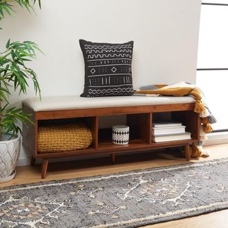 Safavieh Cricket Open Shelf Bench W/ Cushion