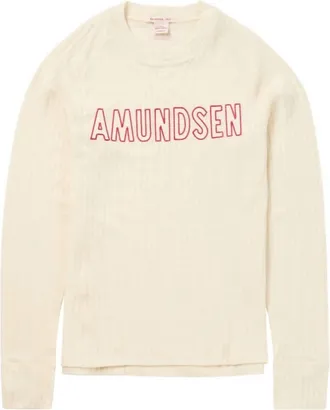 Amundsen & Scott Womens Heros Hide Crew Neck Jumper In Natural/logo