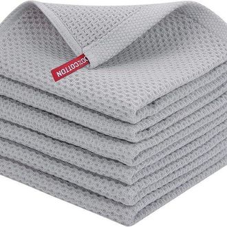 OEM Pa&ntilde;os De Cocina 100% Algod&oacute;n, Suaves, De Secado R&aacute;pido, Accesorios Para Lavar Platos, Paquete De 10 Unidades, 33 X 33 Cm, Gris Claro