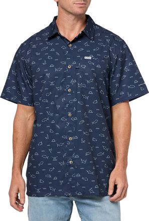 Columbia Mens Super Slack Tide Camp Shirt, Nocturnal Deep Divers, 4X Tall